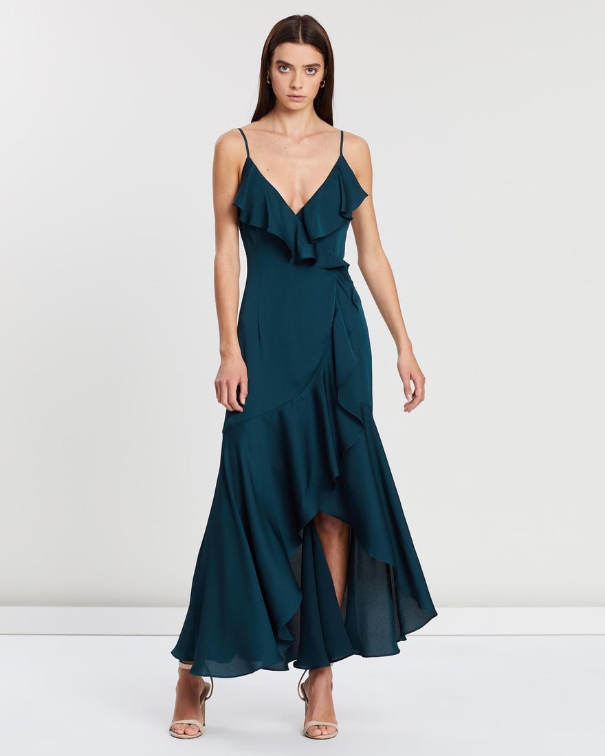 Shona Joy Luxe Bias frill wrap dress - Emerald photo 4