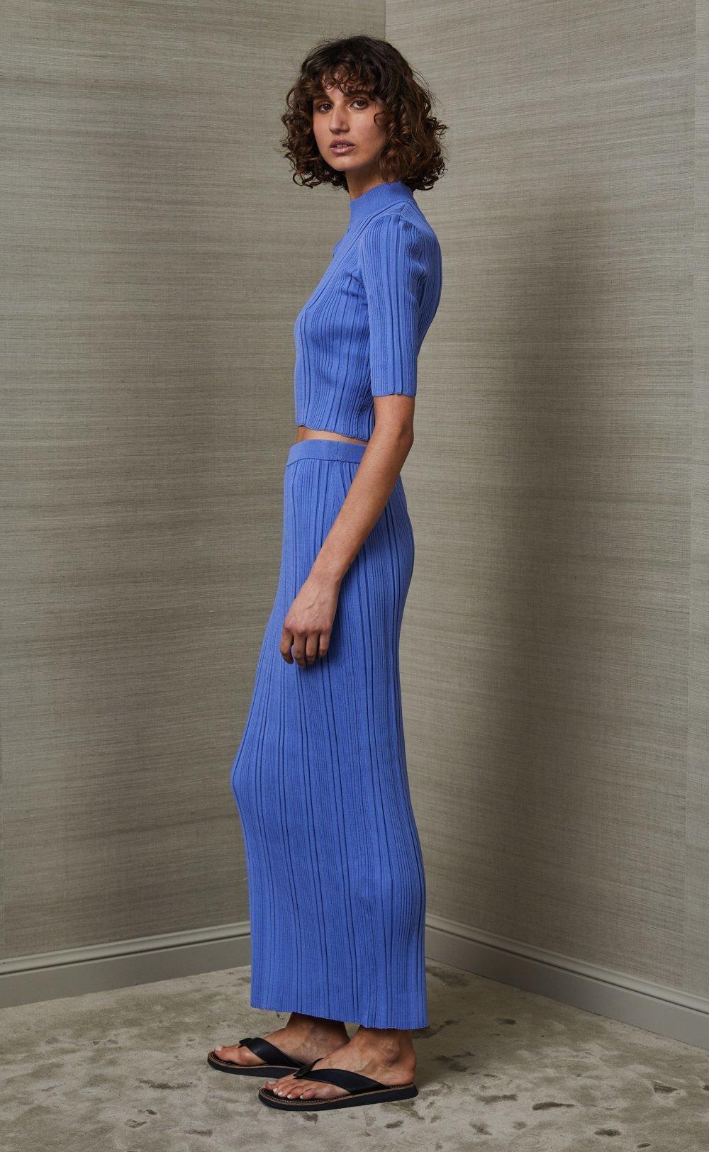 Bec & Bridge Esme Knit Crop Top & Midi Skirt Set Blue Size 8 photo 4