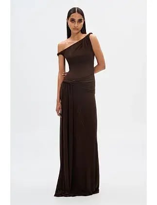 MISHA Sisal Mesh Maxi Dress Espresso Size 8/S photo 11