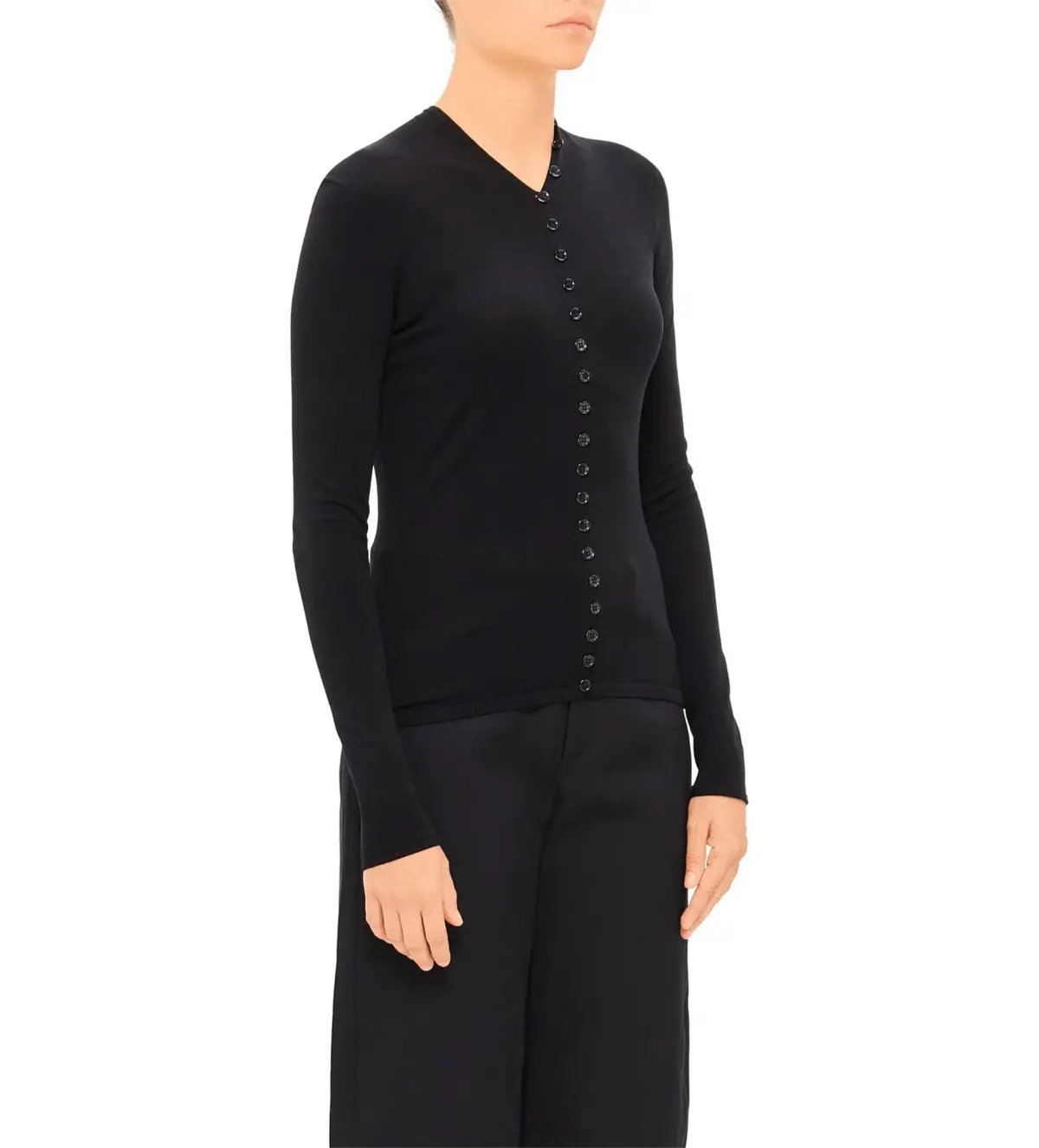 Alexander Wang Long Sleeve High Neck Cardigan Black One Size photo 3