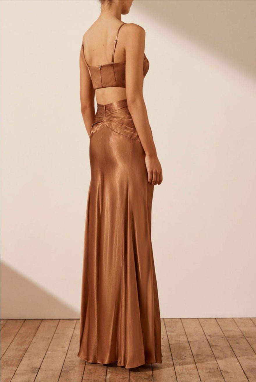 Shona Joy La Lune Ruched Maxi Skirt - Almond photo 3