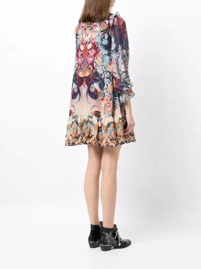 Camilla Nouveau Nights Ruffle Lace Up Dress Print Size XXL photo 2