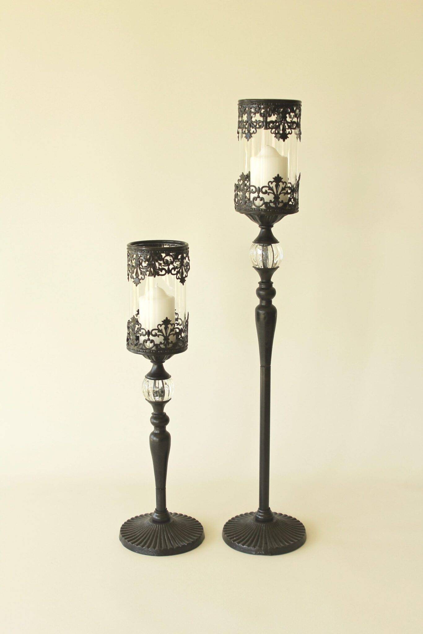 Black Art Deco Standing Candle Holder – Set of 2 photo 2