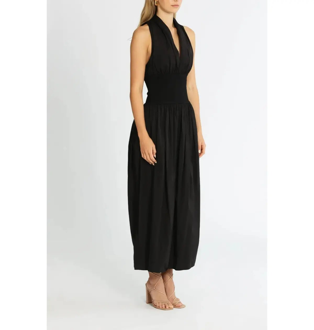 Esse Studios Folded Cotton Rib Dress Black Size AU 6 photo 2