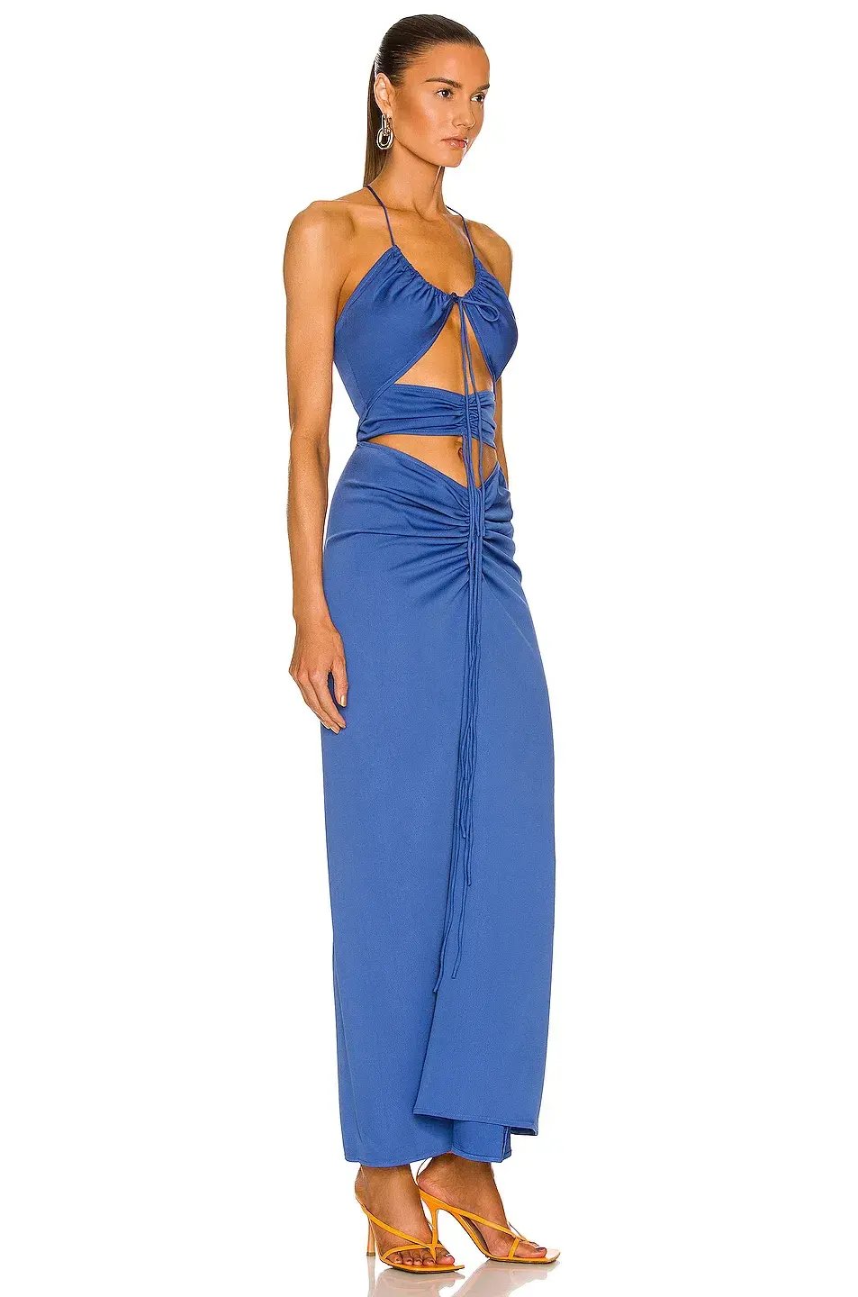 Christopher Esber  Multi Panel Disconnect Ruched Halter Dress Lapis Size 12 AU photo 2