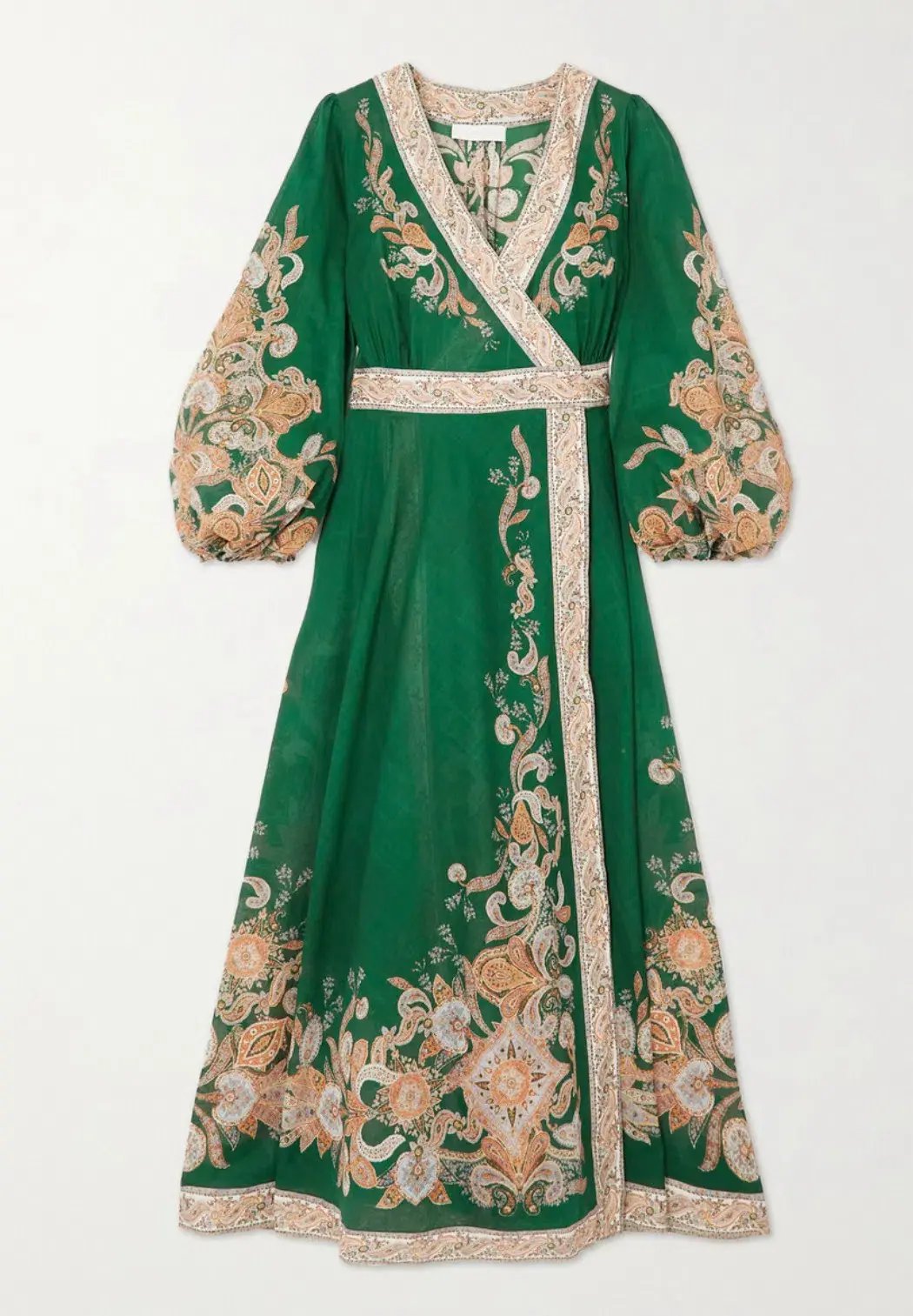 Zimmermann Devi Wrap Midi Dress in Emerald Paisley Size 1 / AU 10 photo 3