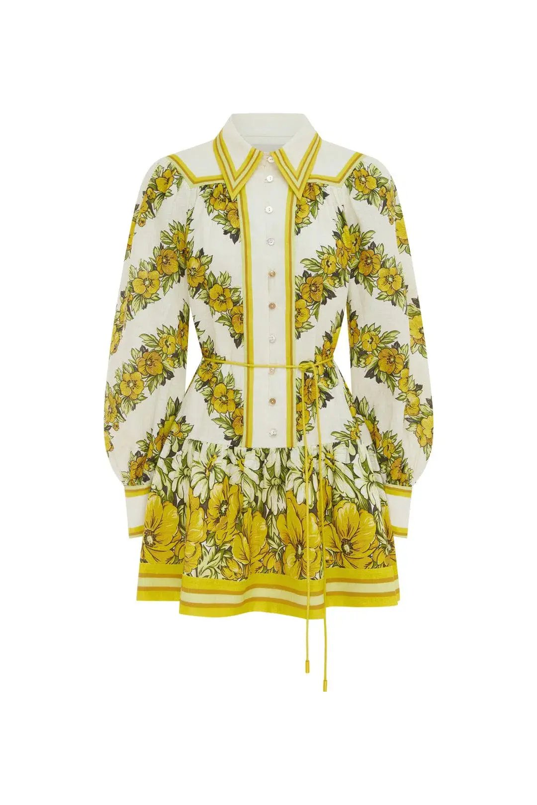 Alemais Gisela Mini Shirt Dress Floral Yellow Size 14 photo 4