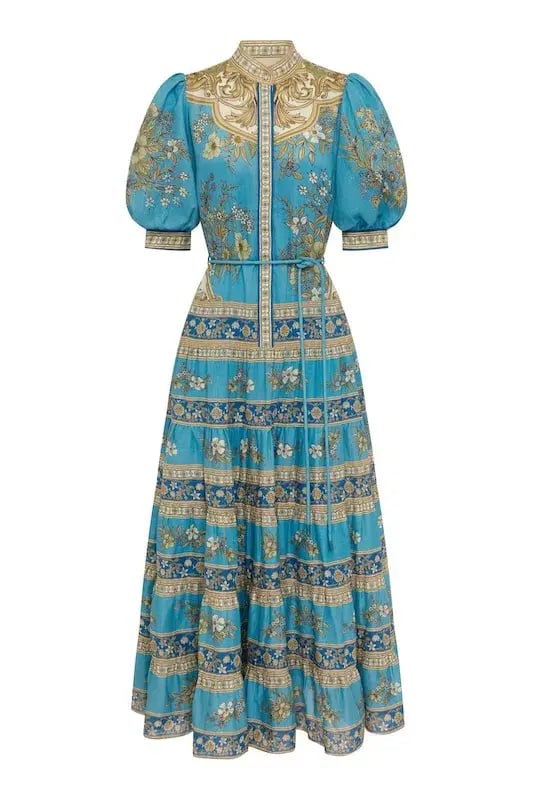 Alemais Cassie Tiered Midi Dress in Blue Size AU 12 photo 5