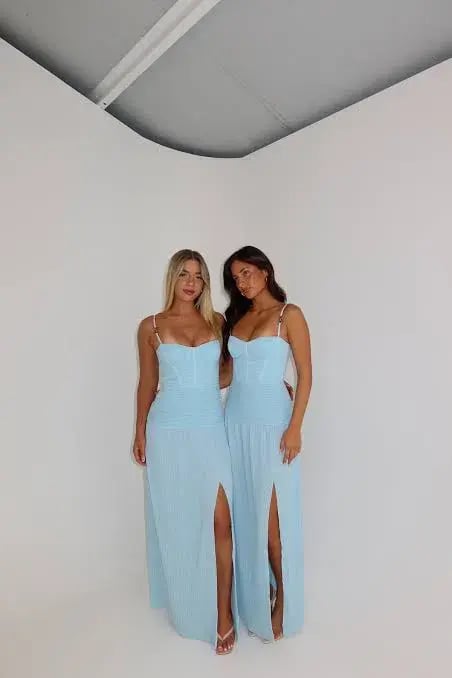 Manning Cartell Double Time Pleat Dress Maxi Acqua Spritz Size AU 8 photo 3