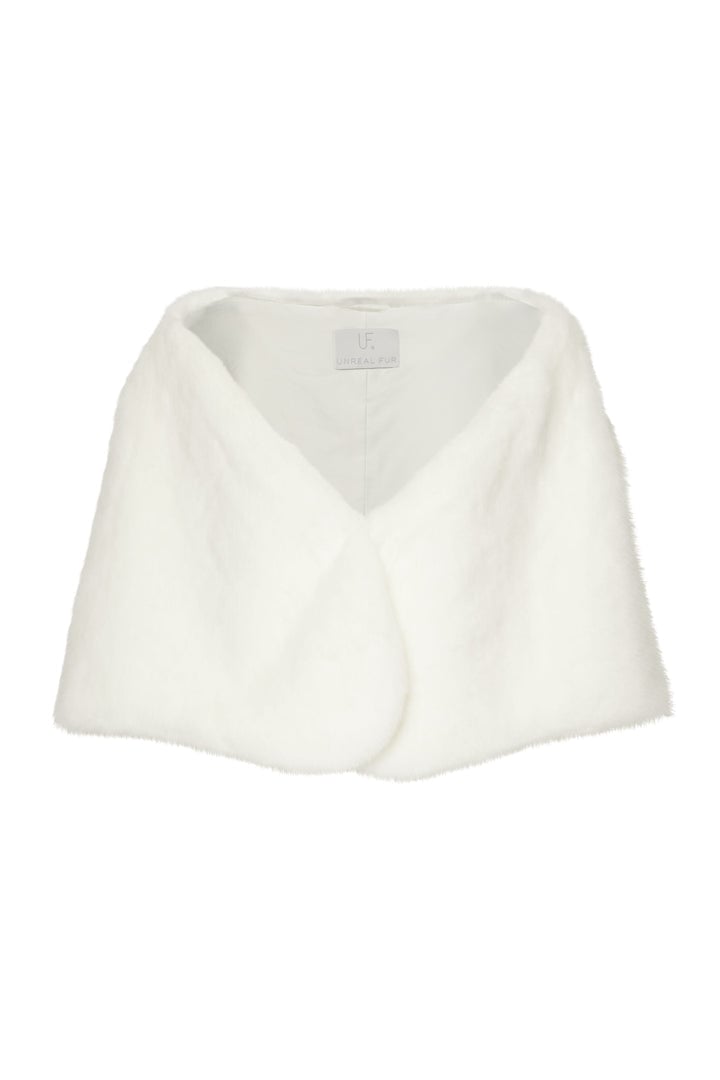 UNREAL FUR Yasmine Wrap Fur Stole (White) photo 6