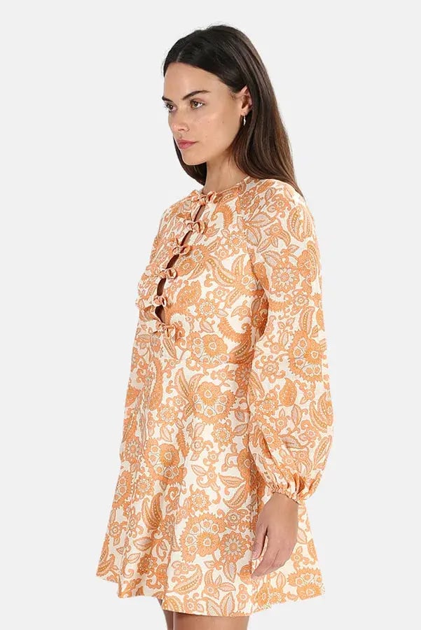 Zimmermann Peggy Scallop Mini Dress in Orange Paisley Print Size 0/ AU 8 photo 3