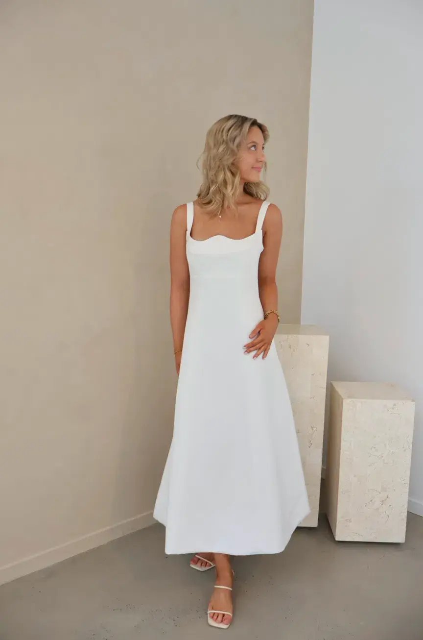 Leo Lin Odette Midi Dress Snow Size 8 photo 2