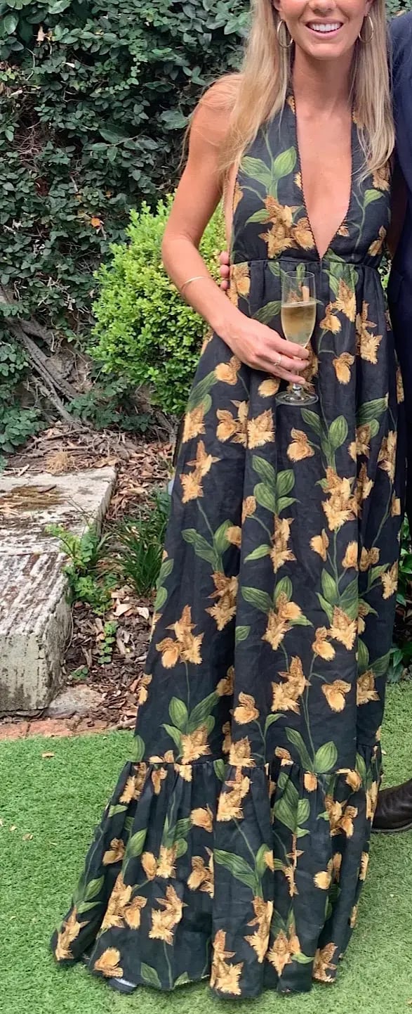 Agua by Agua Bendita Olivia Jardin Linen Maxi Dress Print Size XS photo 2