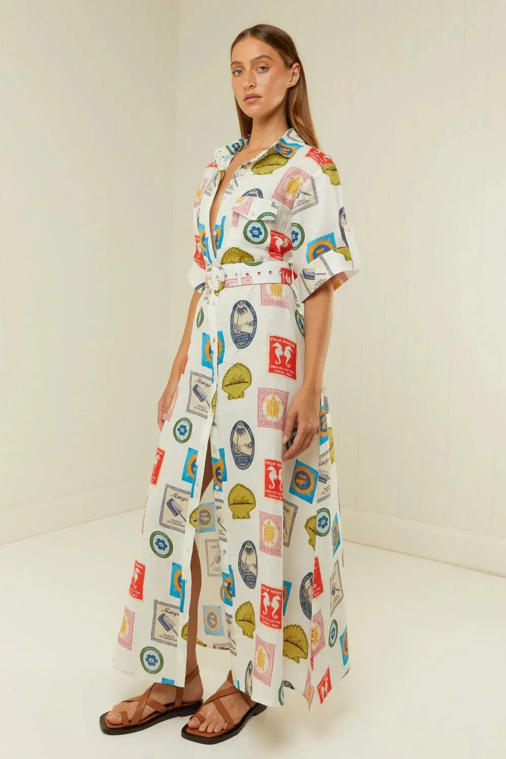 Palm Noosa Memento Maxi Dress in Holiday Stamp Size 8 photo 2