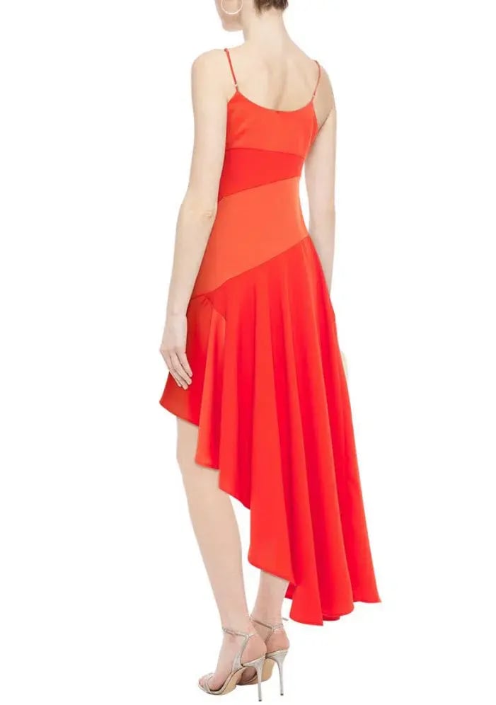 Nicholas Paneled Asymmetric Hem Dress Orange Size 10 photo 2