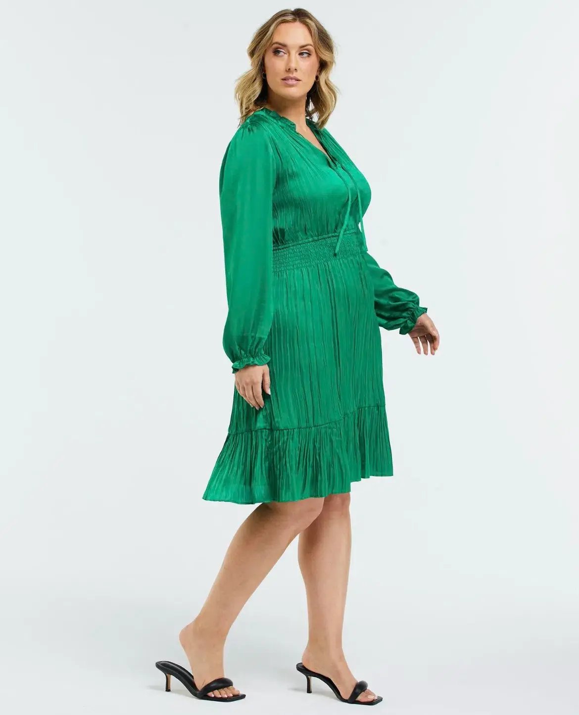 Estelle Clothing Nina Shirred Dress Green Size AU 20 photo 4