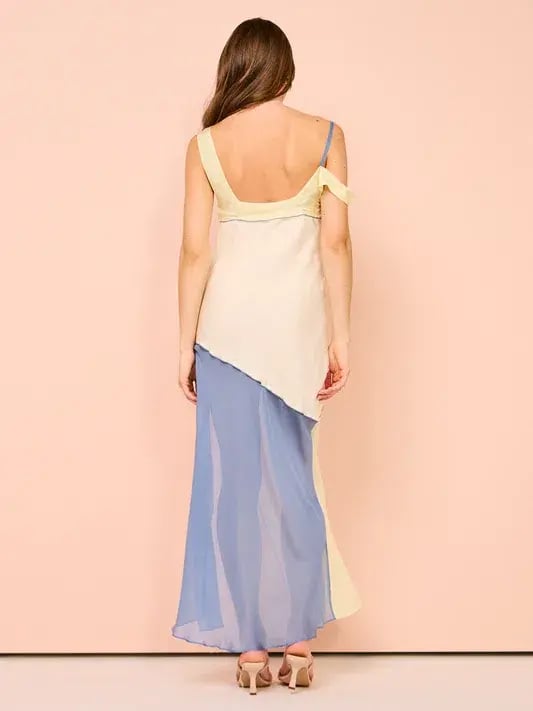 Sir The Label Thames Splice Midi Dress Ecru Multi Size 2 / AU 10 photo 6