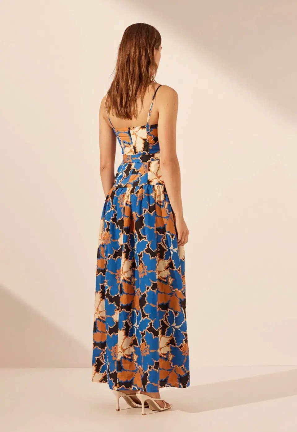 Shona Joy Karla Panelled Bustier Maxi Dress Strong Blue/Multi Size 8 photo 3