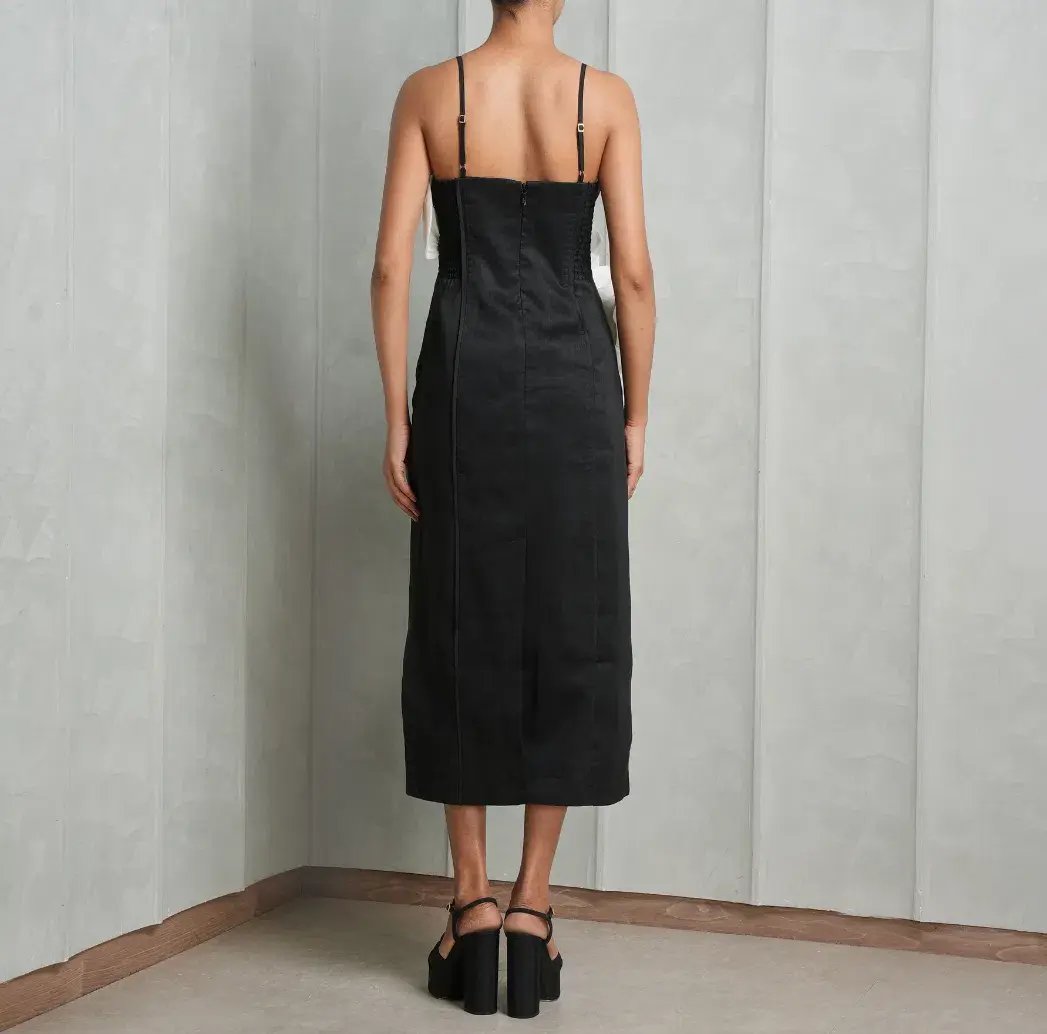 Aje Parallels Spiral Midi Dress Black-Ivory Size AU 10 photo 3