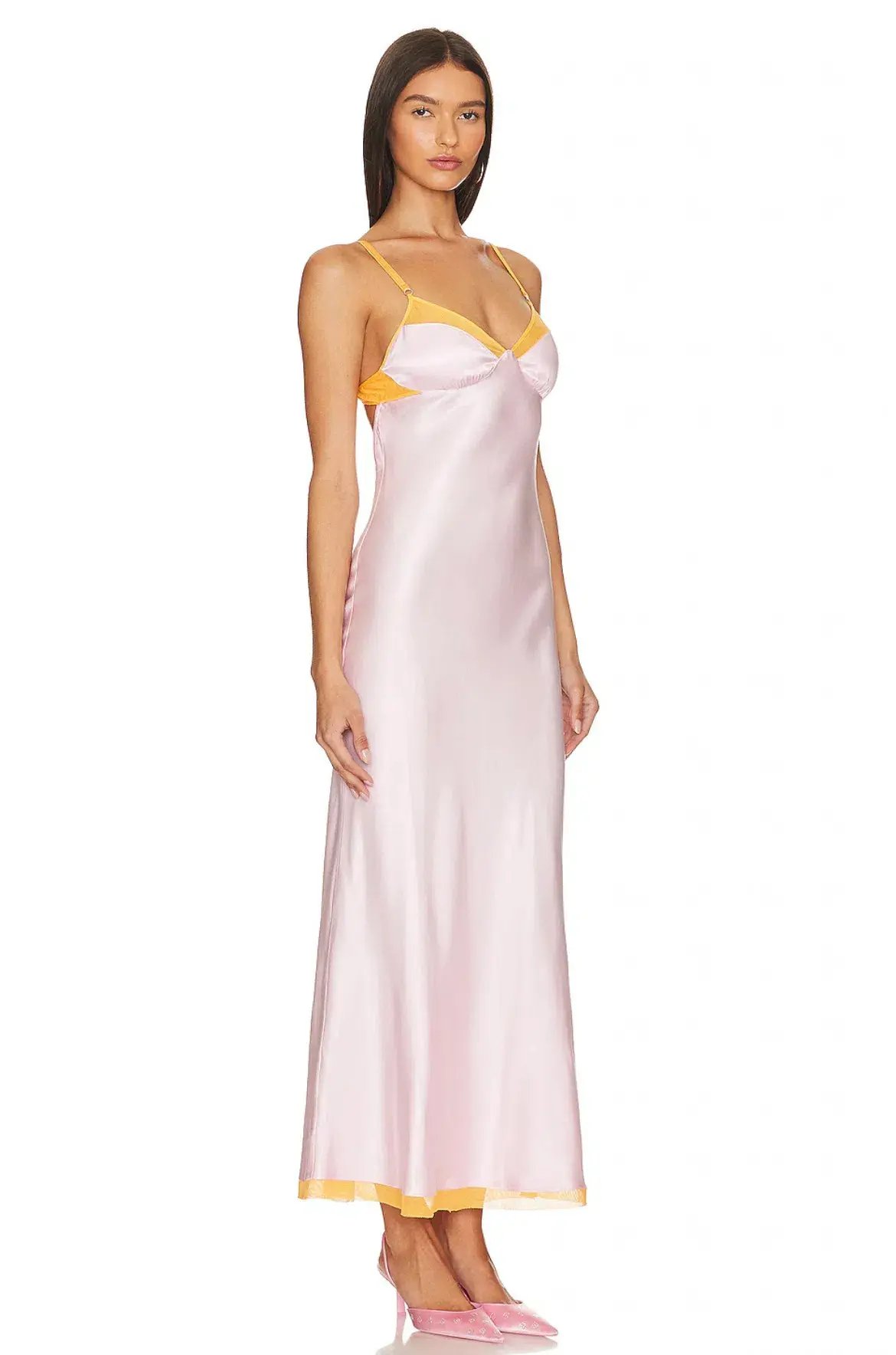 Bec & Bridge Joelle Mesh Detail Open Back Maxi Dress Orange/Pink Size 6 photo 2