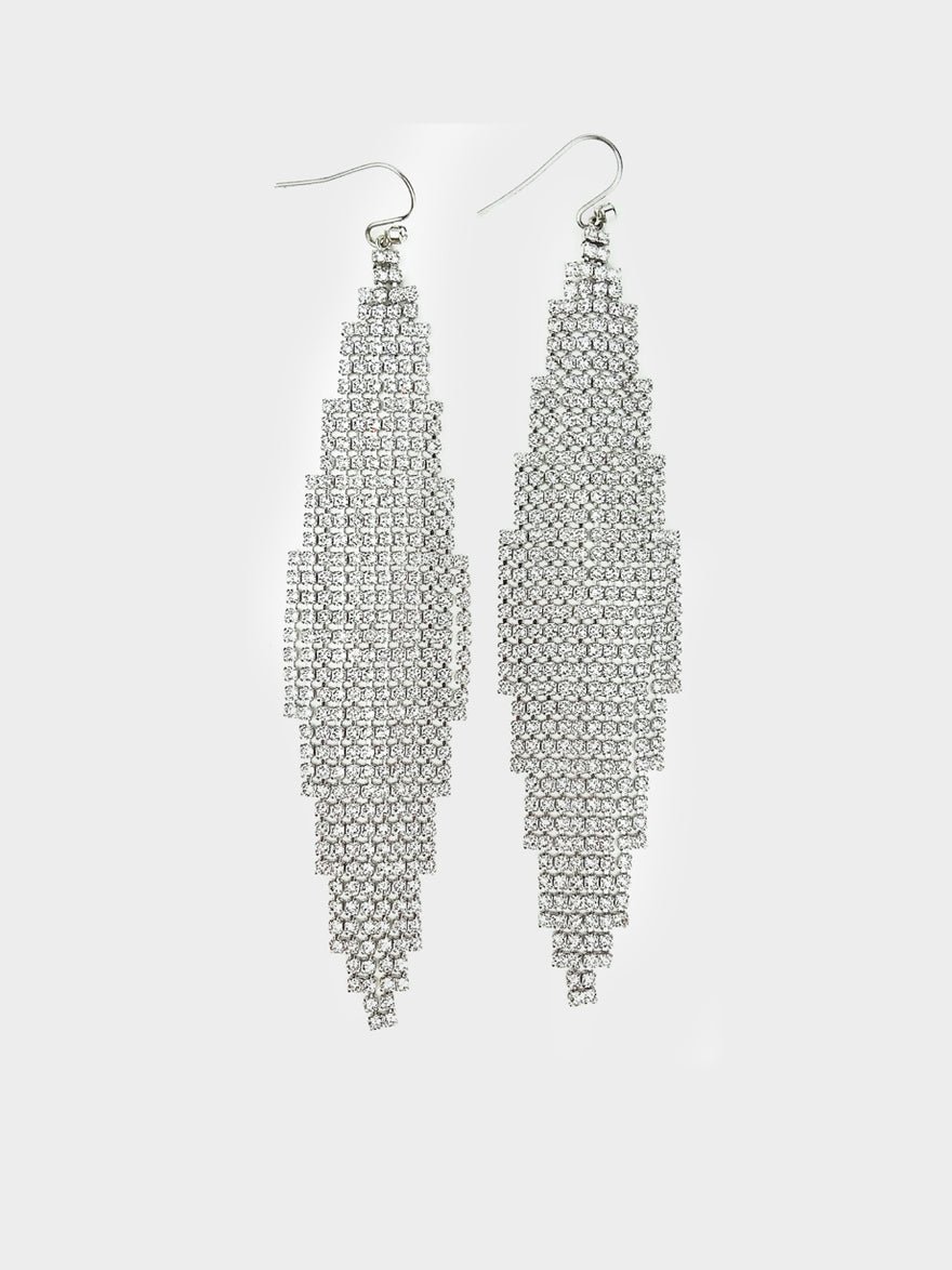 Saint Laurent YSL Crystal mesh earrings silver photo 4