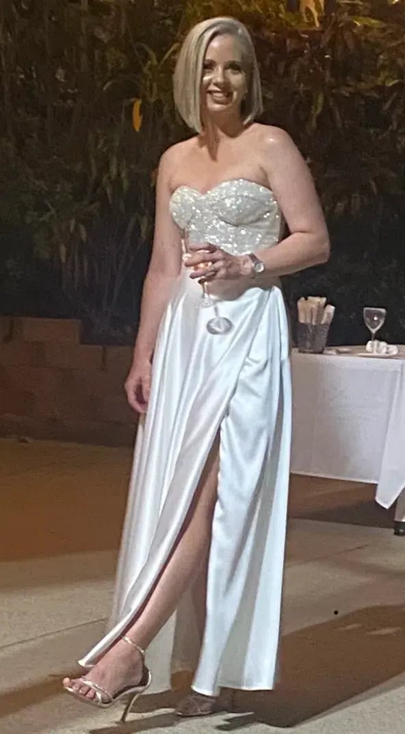 Jadore Penelope Gown Maxi Dress Ivory Size 6 photo 3