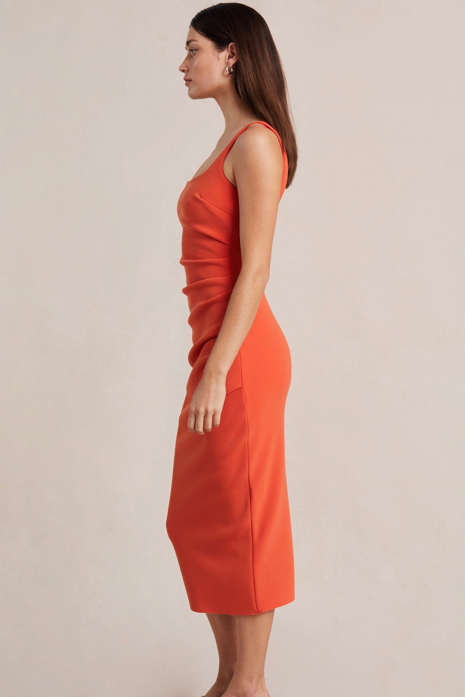 BEC & BRIDGE ELROY TUCK MIDI DRESS - FLAME photo 4