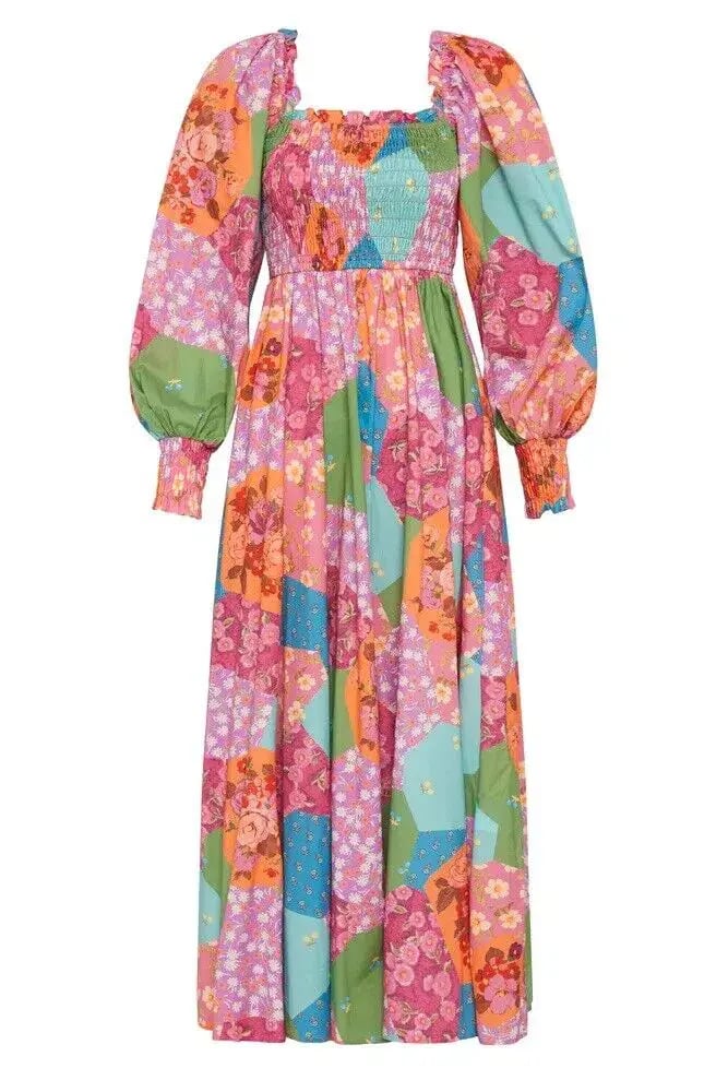 Spell Freda Shirred Midi Dress Multi Size M / AU 10 photo 4