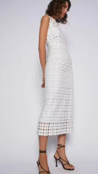 Scanlan Theodore Daisy Lace Midi Dress White Size 8 photo 2