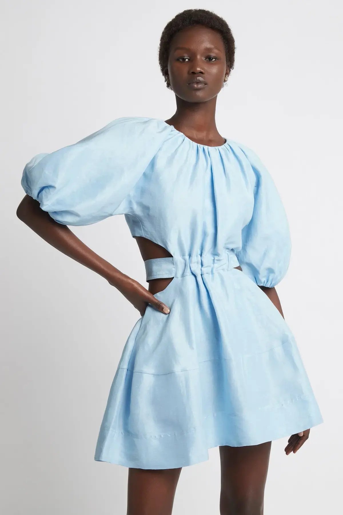 Aje Psychedelia Cut Out Mini Dress Pale Blue Size 4 photo 2