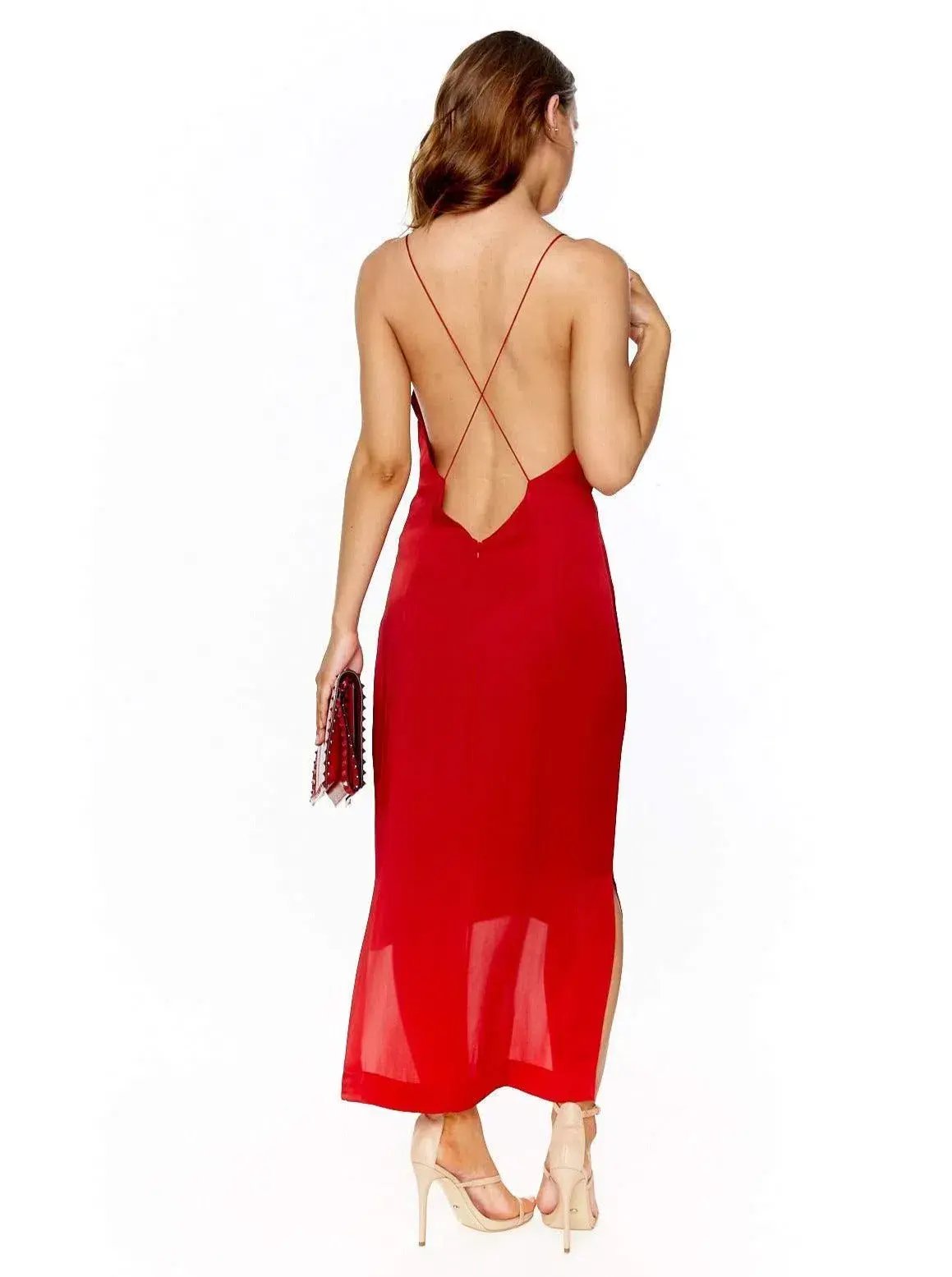 Dion Lee Fine Line Cami Slip Dress Red Size 8 photo 4