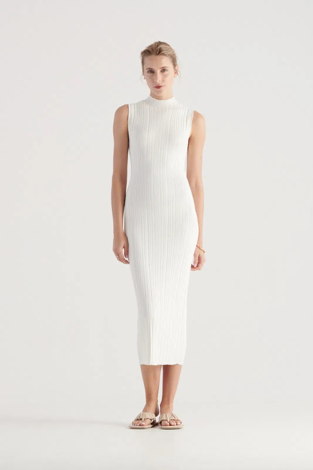 Elka Collective Pillar Knit Dress White Size 10 photo 3