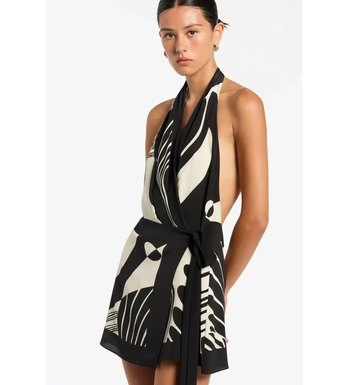 SIR The Label  Realisme Wrap Halter Mini Dress - Size 1 /Au 8 photo 3