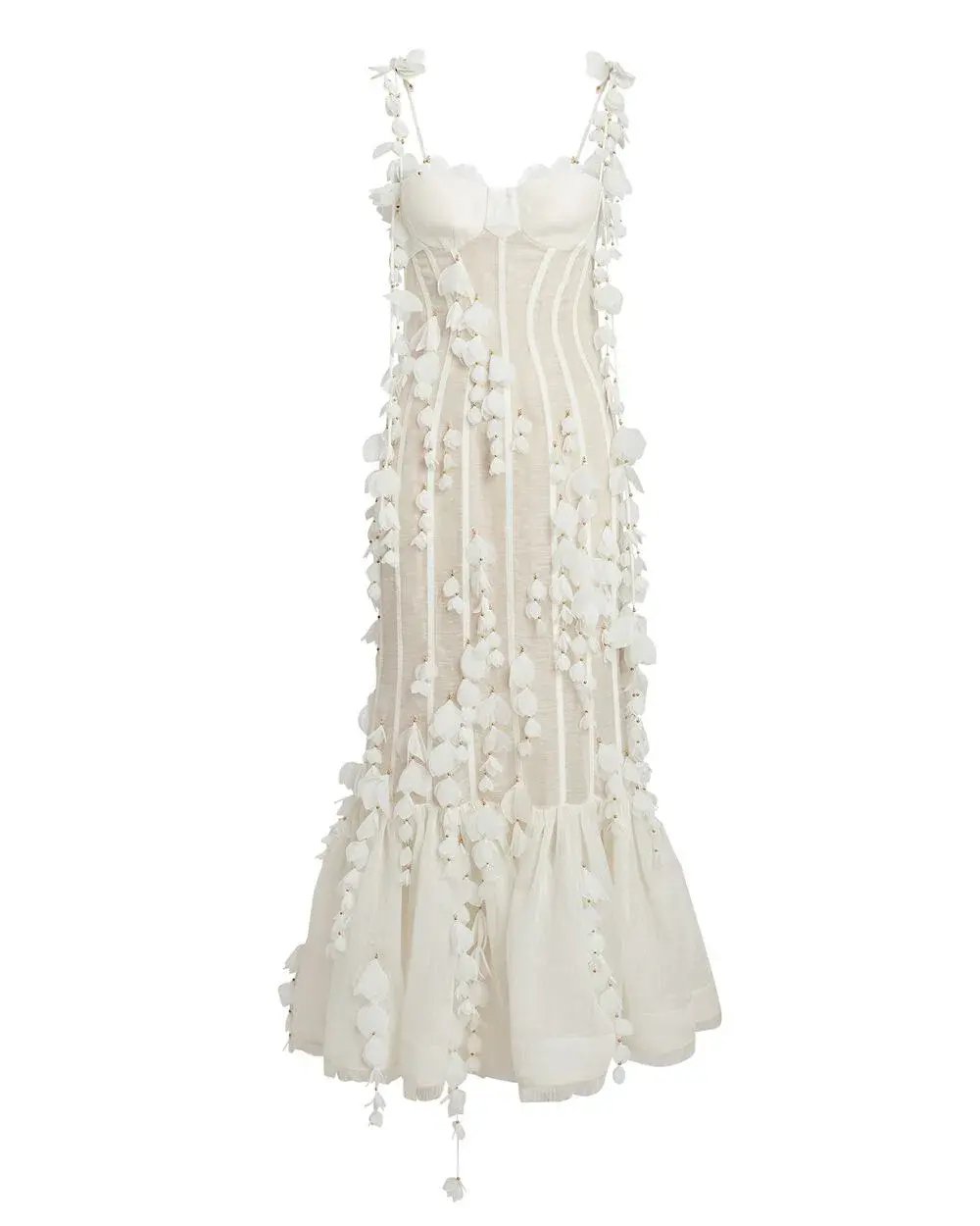 Zimmermann Botanica Petal Gown Dress In White Size 0/AU 6 photo 4