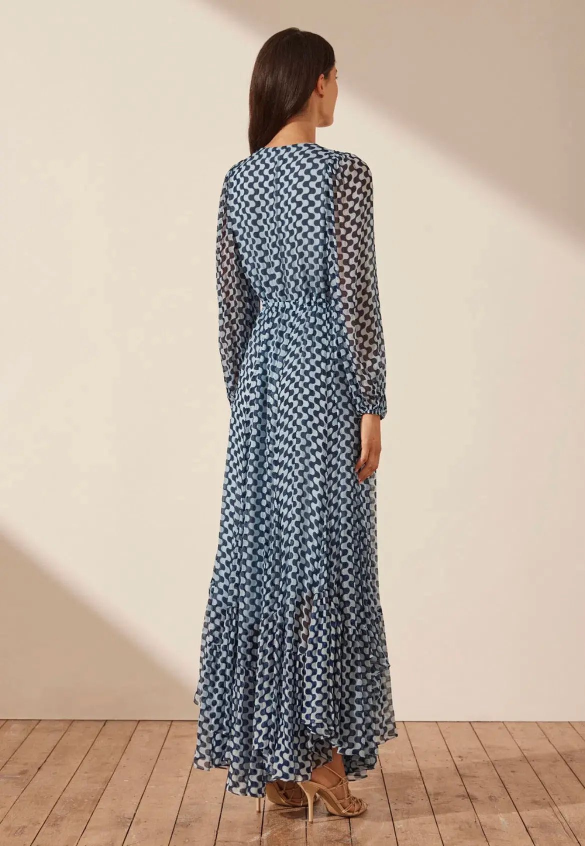 Shona Joy Elina Lace Front Drawstring Maxi Dress Print Size 12 photo 2