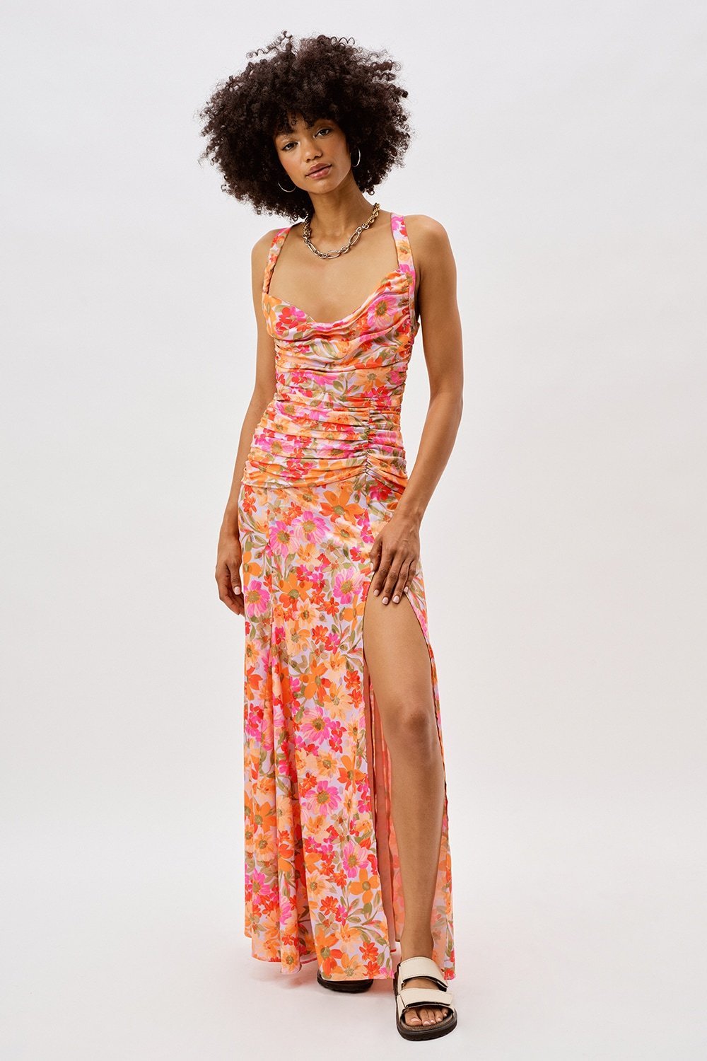 FOR LOVE & LEMONS WILLA MAXI DRESS - PINK FLORAL photo 5