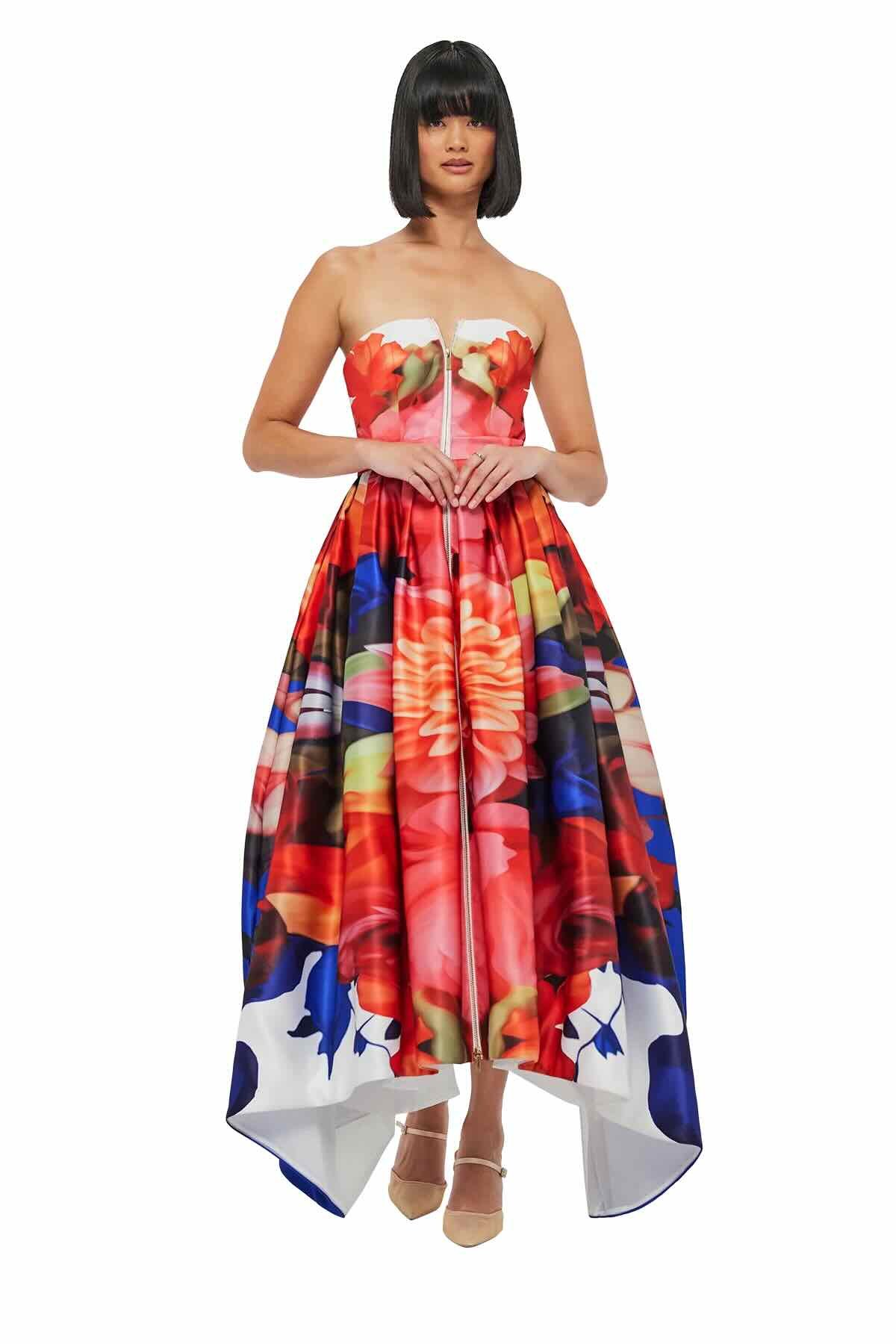 LEO LIN NORINE BUSTIER MIDI DRESS - KALEIDOSCOPE PRINT photo 4
