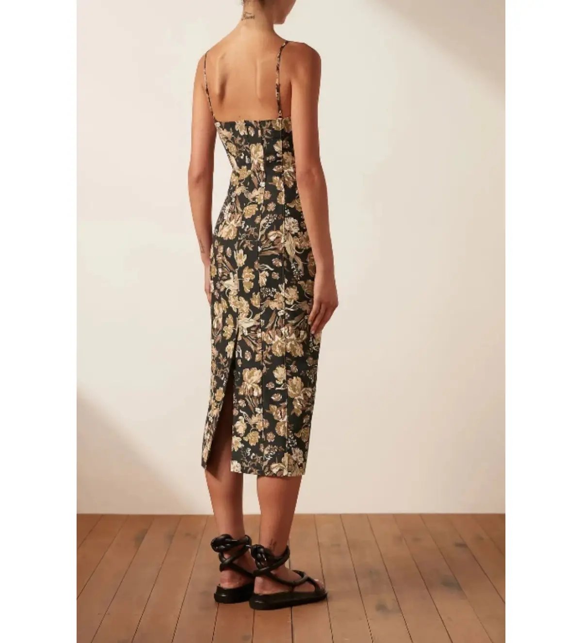 Shona Joy Palermo Linen Fitted Midi Dress Multi Floral Size 10 photo 3