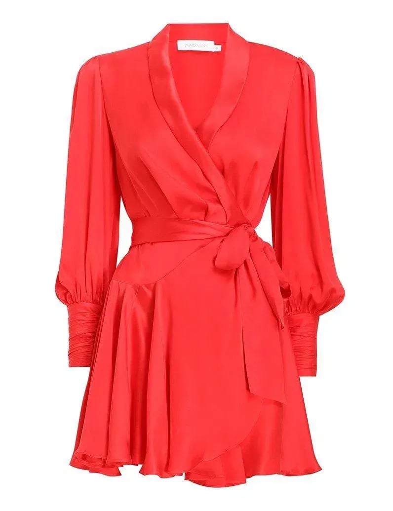 Zimmermann Silk Wrap Mini Dress Red Size 0P / Au 6 photo 2