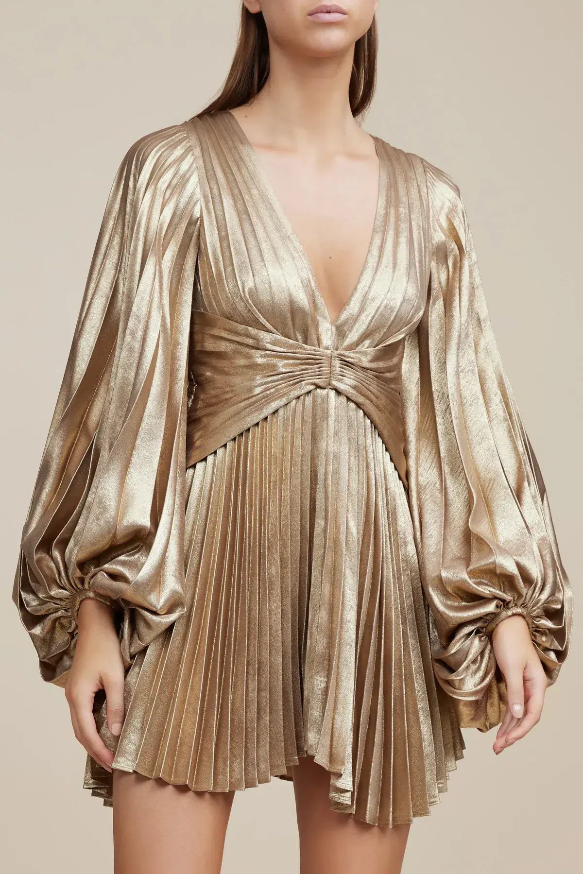 Acler Geneva Mini Dress Metallic Gold Size 6 photo 5