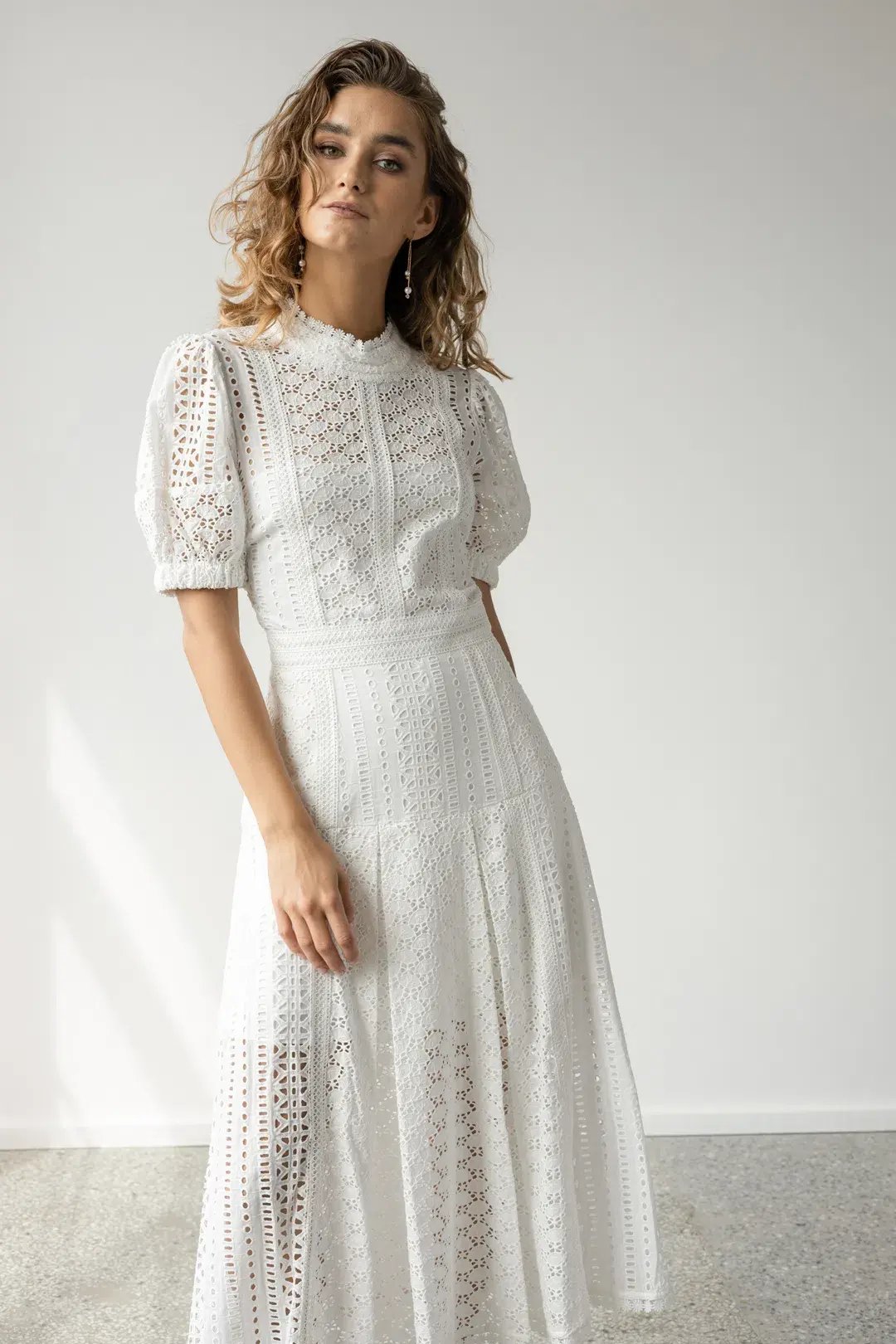 Self Portrait White Cotton Broderie Dress White Size 8 photo 5