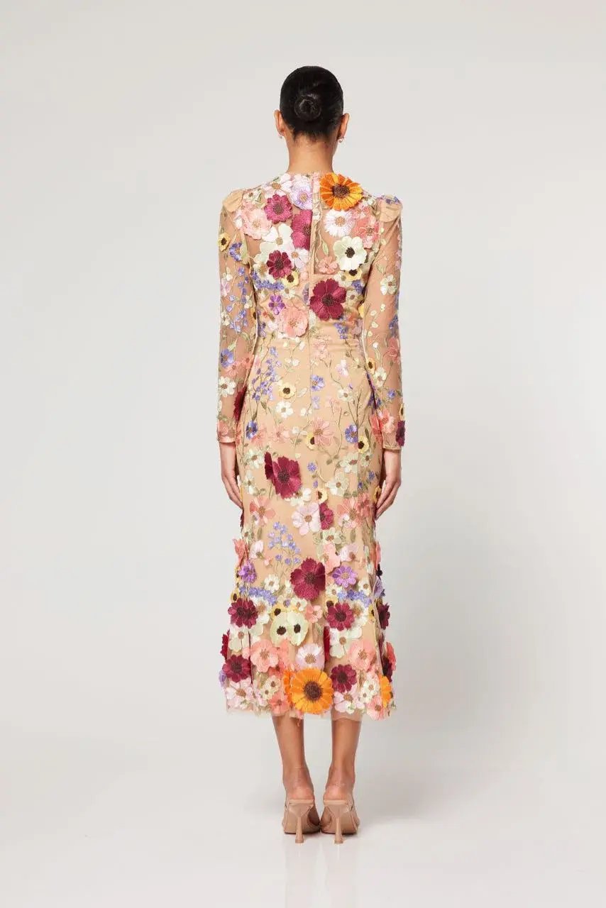 Elliatt Shannon Dress Multi Floral Applique Size S/ AU 8 photo 3