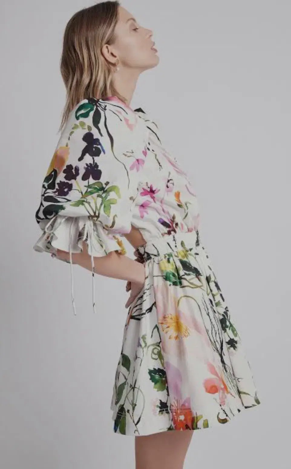 Aje Drift Puff Sleeve Mini Dress in Botanic Floral Print Size 10 photo 2