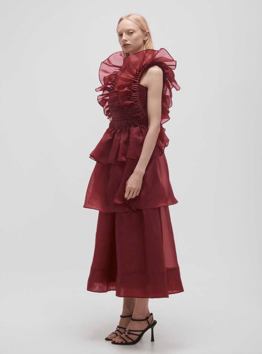 Aje Asra Pleated Frill Midi Dress photo 3