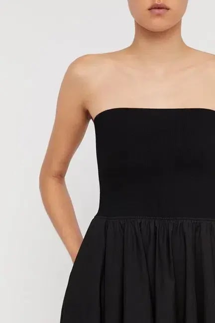 Scanlan Theodore Crepe Cotton Strapless Dress Black Size AU 8 photo 3