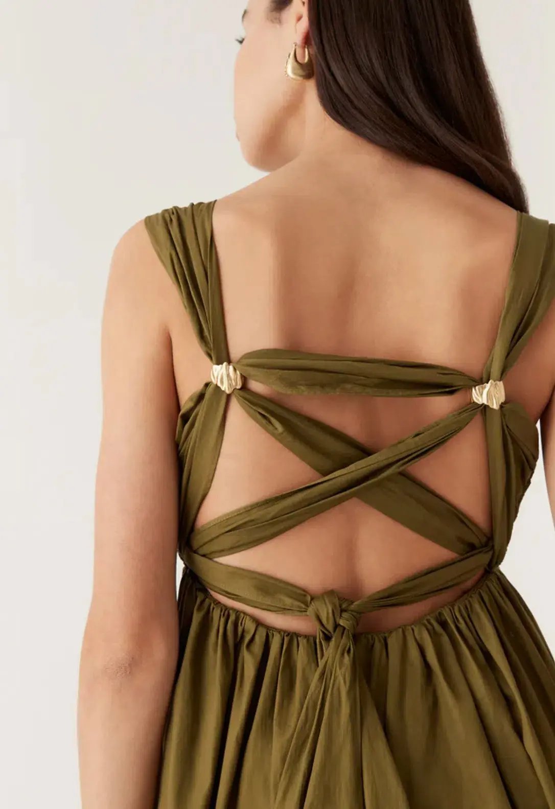 Aje Nova Tie Back Midi Dress Green Size 14 photo 2
