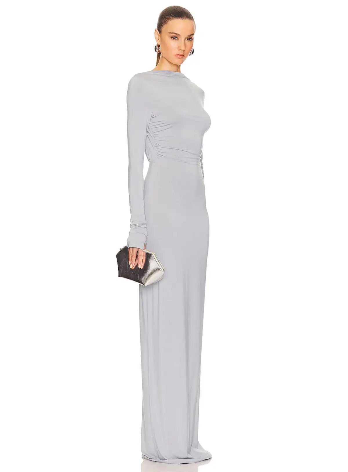 Helsa Jersey Backless Maxi Dress in Dove Grey Size 8 photo 2