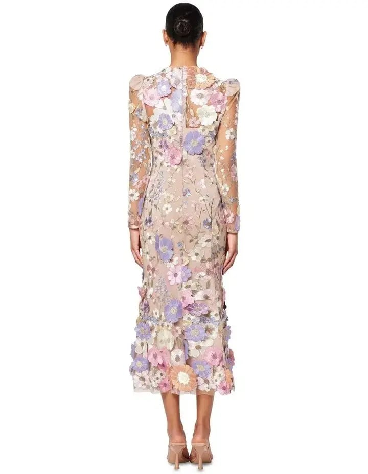 Elliatt Shannon 3d Floral Midi Dress in Purple Size AU 10 photo 5