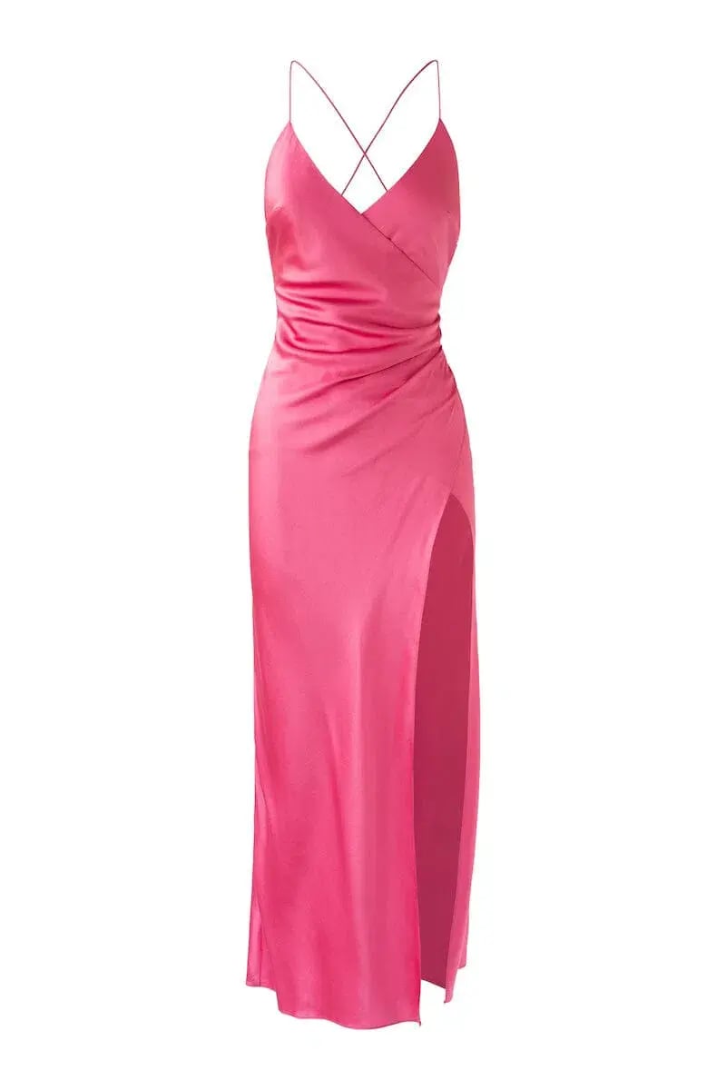 Sofia the Label Elle Silk Midi Dress Pink Size 8 photo 3
