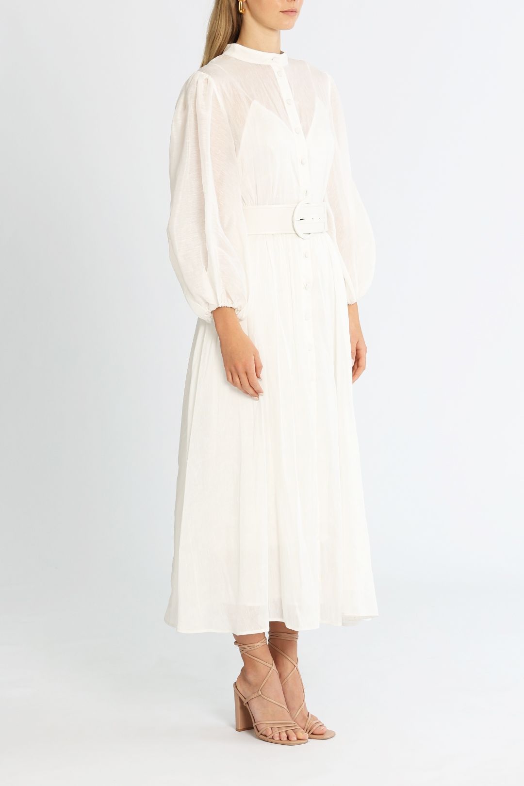 Valentina Silk Linen Midi Dress - White photo 2